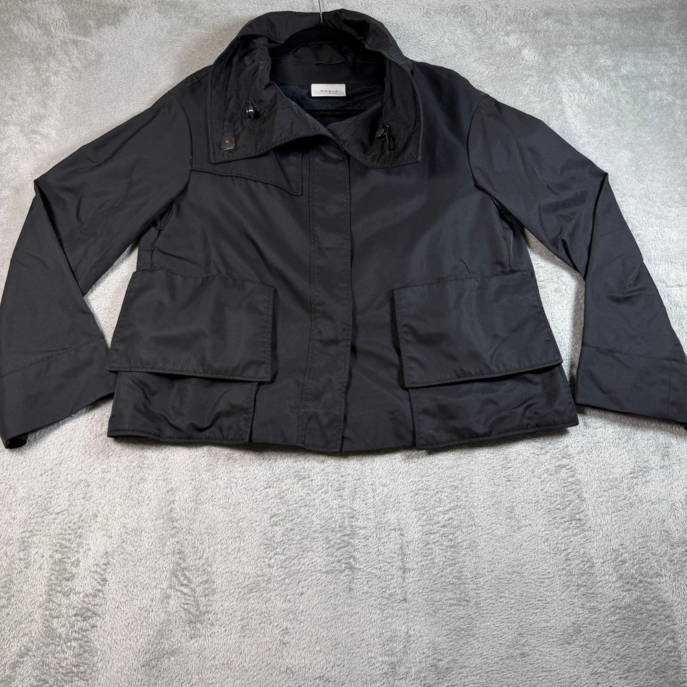 Akris Punto Jacket Women Size 8 Black Nylon Blend Windbreaker Full Zip Utility